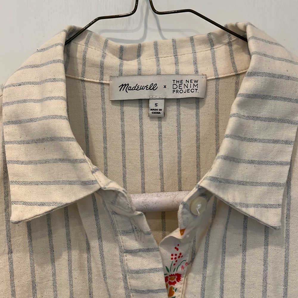 Madewell size small denim, striped layered shirt - Picture 2 of 3